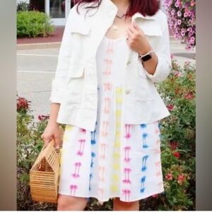 Lou and Grey white cotton dress with rainbow fringe /tassel detail.NWT. Size: M